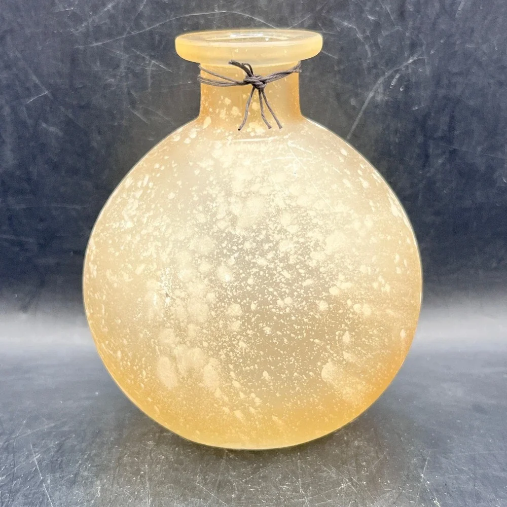 Frosted Amber Speckled Glass Bud Vase Harmony‎ Beaded Charm Boho Decor 4